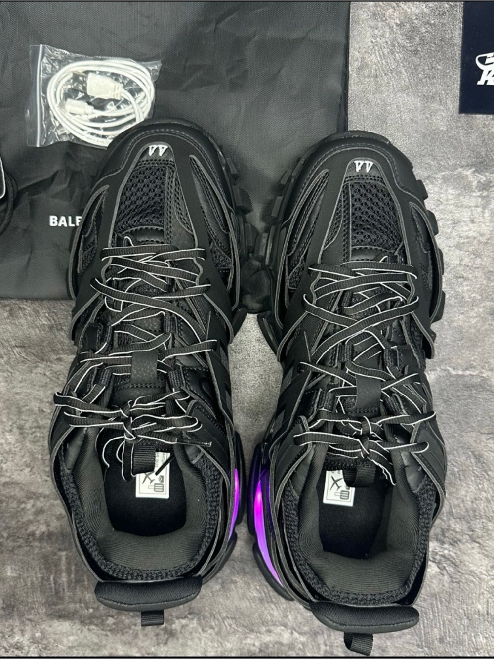 Balenciaga Black Sneakers with Purple Light-Up Midsole - Picture 5 of 5